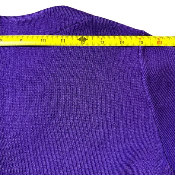 Italian Merino Wool Cardigan Sweater Womens Large Purple Buttons Sara Meghnagi - Picture 7 of 13